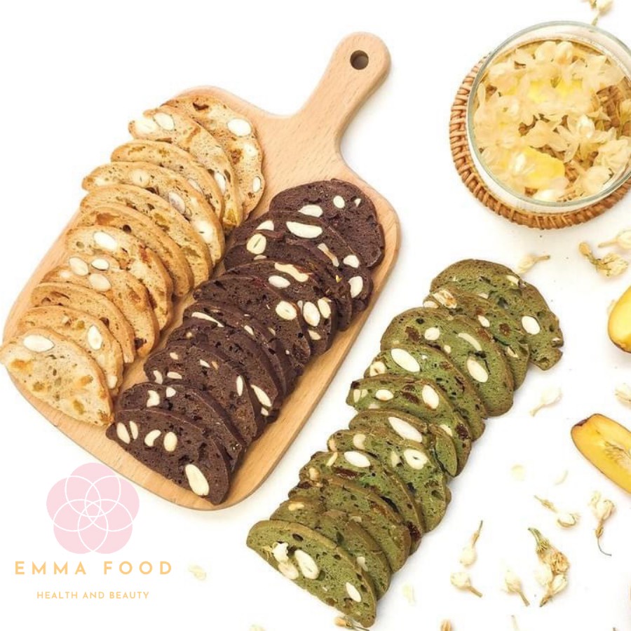 Bánh BISCOTTI VỊ MATCHA Nguyên Cám Ăn Kiêng Lành Mạnh 100% by EMMA - Bánh Ngũ Cốc Giảm Cân Healthy
