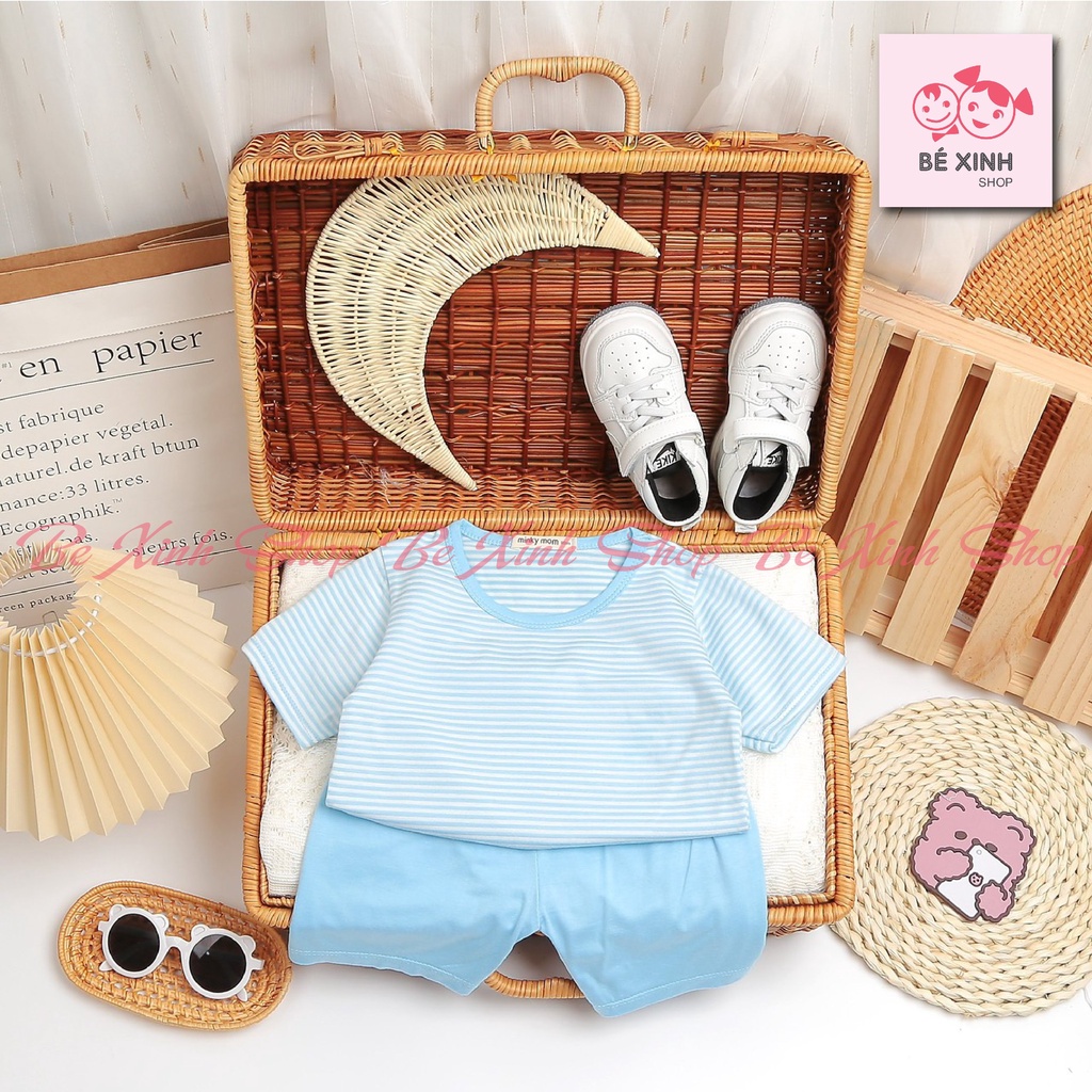 Minky Mom Đồ bộ cho bé gái bé trai cộc tay quần áo trẻ em [Sale] Đồ bộ trẻ em Minky Mom thun lạnh cho bé SỌC NHỎ