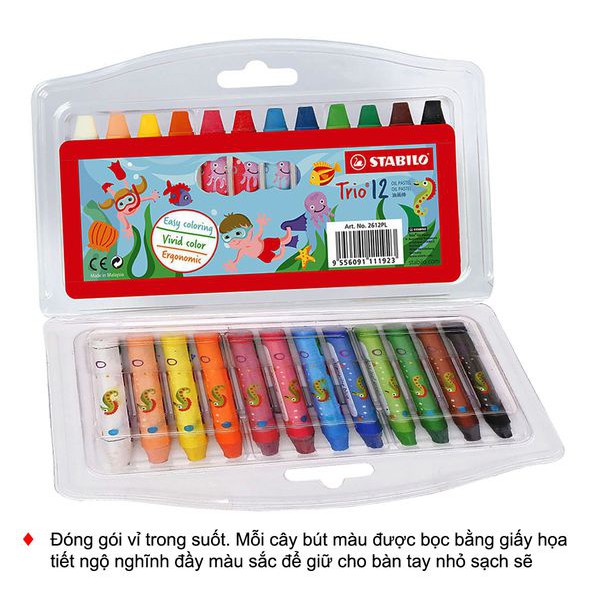 Bộ 2 vỉ bút sáp dầu STABILO Triangular Oil Pastel 12 màu (OP2612-C2)