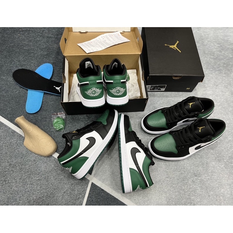 Giày thể thao cổ thấp | Jordan 1 low Green toe + full box dây kèm