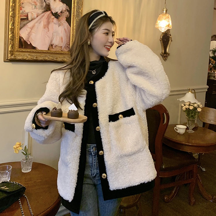 Áo Khoác Len Lông Cừu Dày Dặn Phong Cách Hàn Quốc Thời Trang Mùa Đông Mới Chất Lượng Cao Cho Nữ