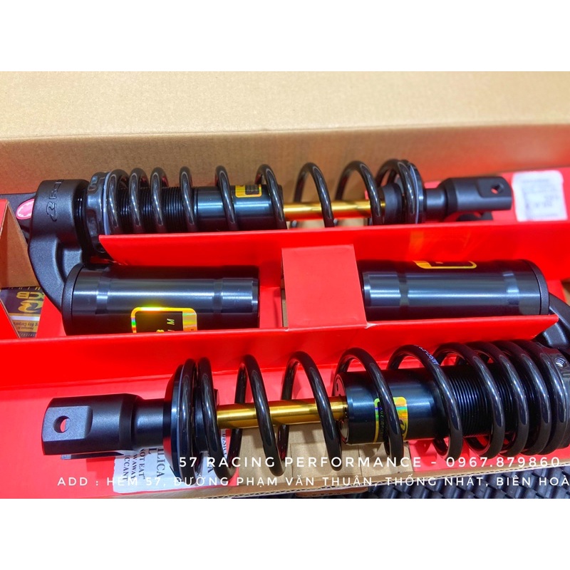 Phuộc Racing Boy MB2 Đen ty vàng Air Blade có bình dầu không tăng chỉnh