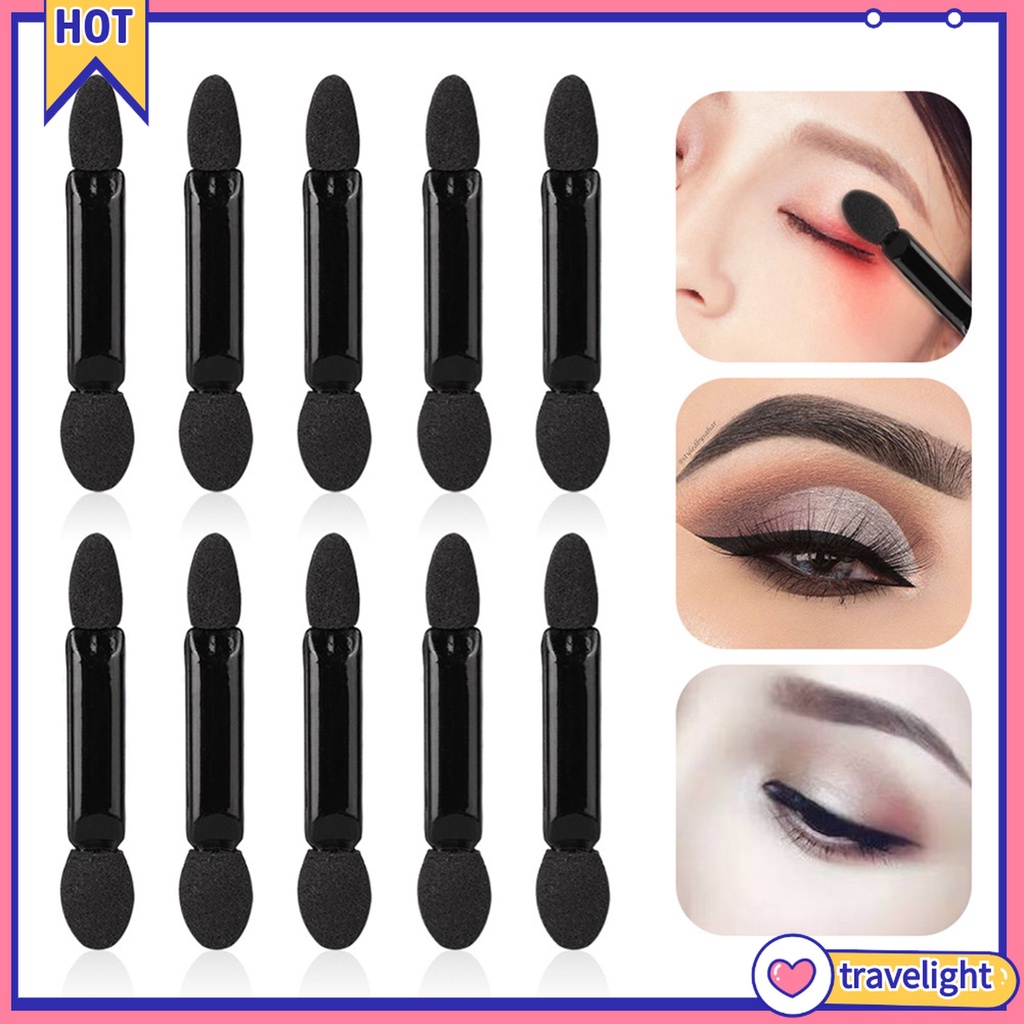 (Travelight) 10 cọ mút 2 đầu dùng tán phấn mắt dùng 1 lần tiện dụng