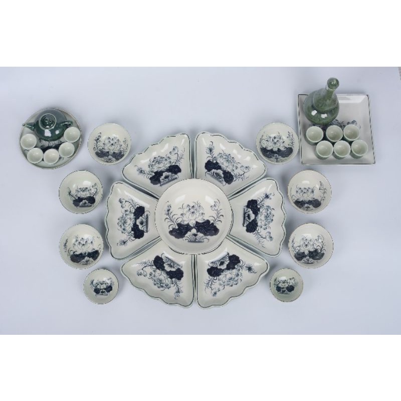 Bộ bát đĩa sen đồng 20 món sứ Bát Tràng