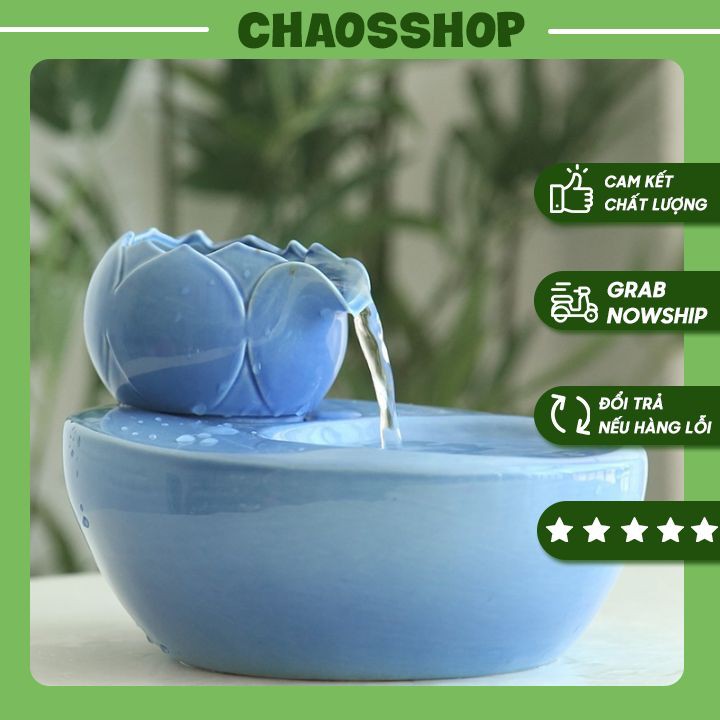 Thác nước phong thủy ⚡ Mẫu Mới ⚡ Thác nước hoa sen xanh và song ngư CHAOSSHOP