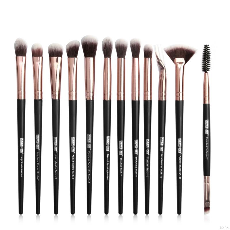 Set 12 cọ trang điểm mắt/lông mày/lông mi MAANGE