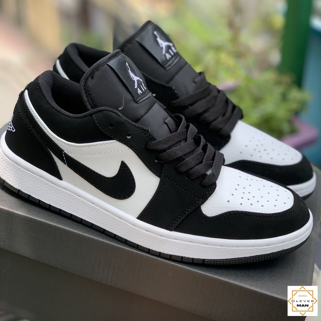 (FREESHIP+FULLBOX) Giày Thể Thao AIR JORDAN 1 Low Black White Đen Trắng Da Lộn Cổ Thấp  Clever Man Store