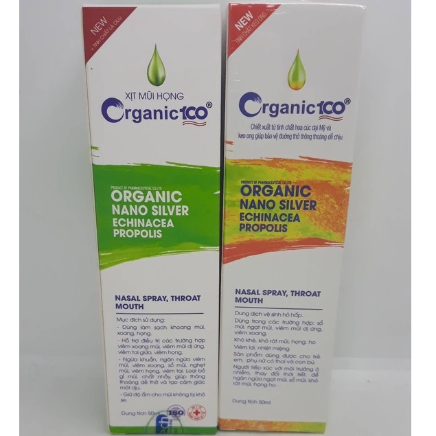 Xịt Mũi Họng Thảo Dược Organic NASAL SPRAY, THROAT MOUTH Organic 100