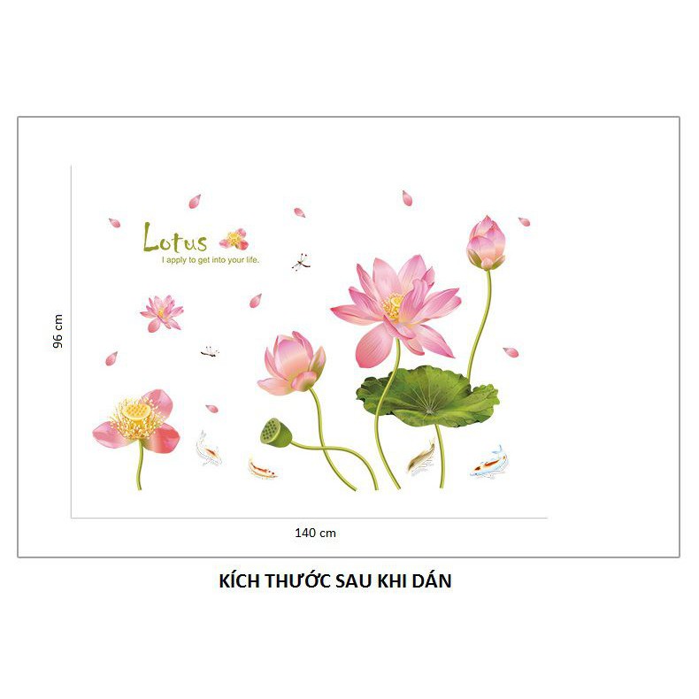 Decal dán tường Hoa sen 7 sang trọng - PVC vinyl - DH081