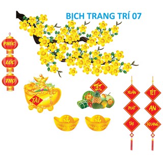Decal trang trí tết hoa mai hoa đào nổi 4d size nhỏ