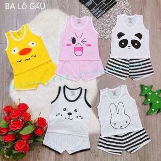 Quần áo trẻ em, combo 5 bộ ba lỗ bé trai, bé gái (set ba lỗ gấu) size 3-14kg