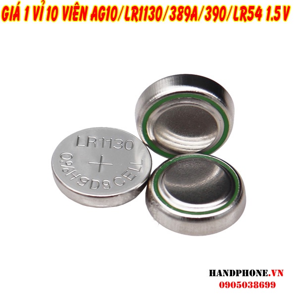 1 vỉ 10 viên pin cúc áo 1.5V AG10 / LR1130 / 389A / 390 / LR54 / SR1130 / 189  Alkaline Battery
