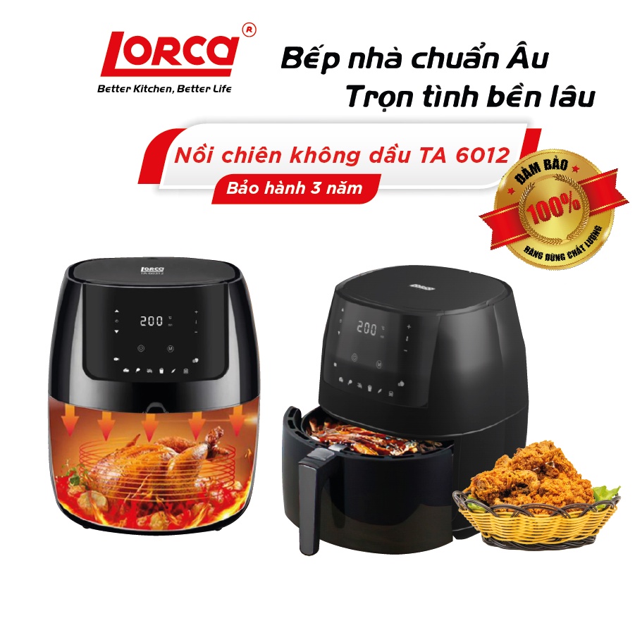 [Mã ELHADEV giảm 4% đơn 300K] Nồi chiên không dầu Lorca TA 6012 dung tích 7 lít bảo hành 3 năm