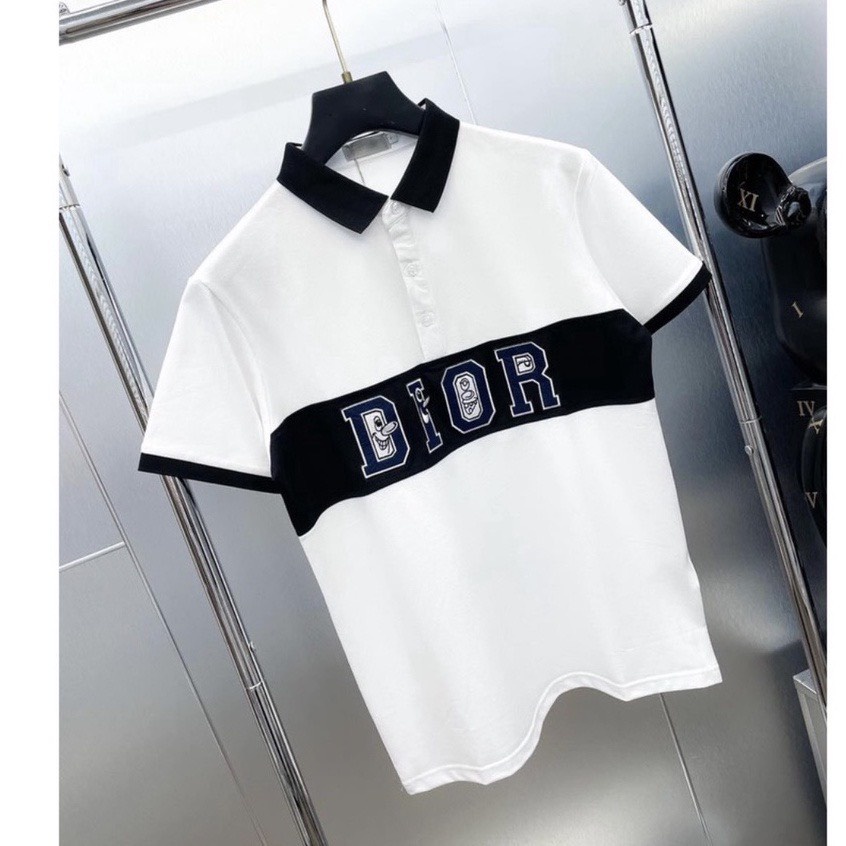 Áo Thun Có Cổ , Áo Phông Polo In DIOR Chất Vải Cá Sấu Mát Mịn Thấm Hút Mồ Hôi.