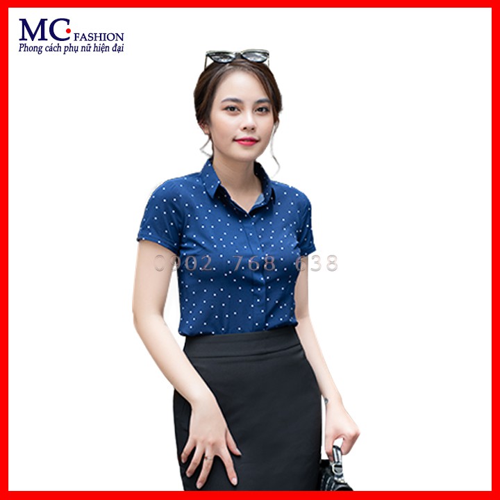 Áo sơ mi công sở nữ chấm bi mc fashion a0257