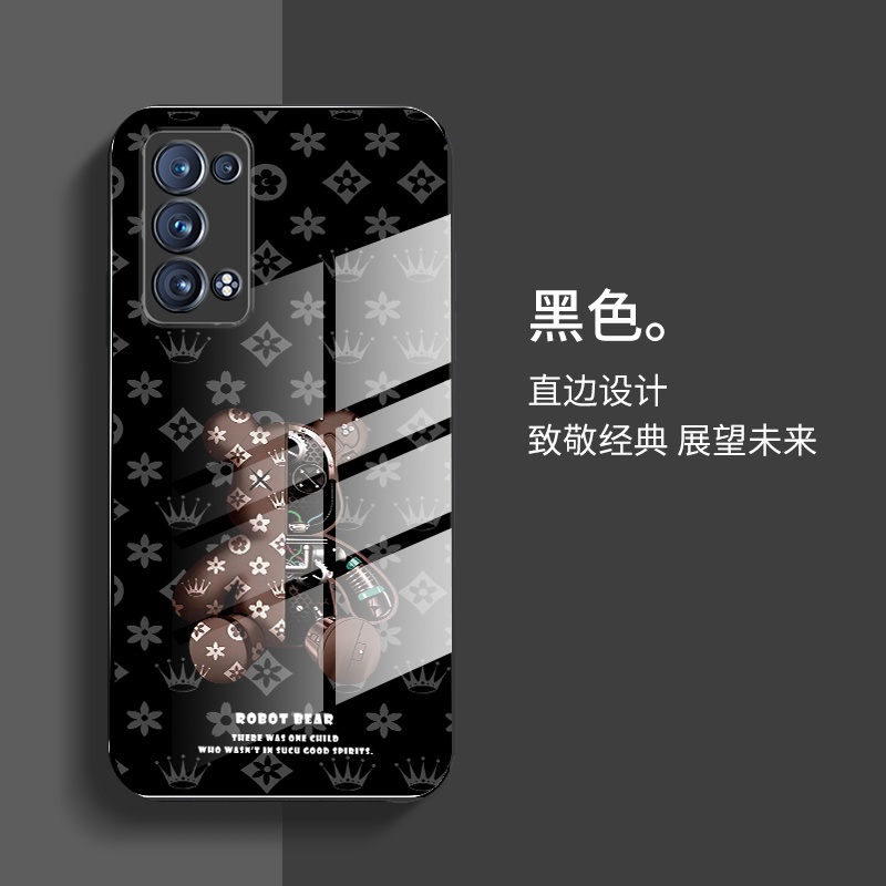 Ốp OPPO Reno5 Case Reno6 Reno8Z 7Z 5G Điện Thoại Mặt Kính In Hình Gấu Cho