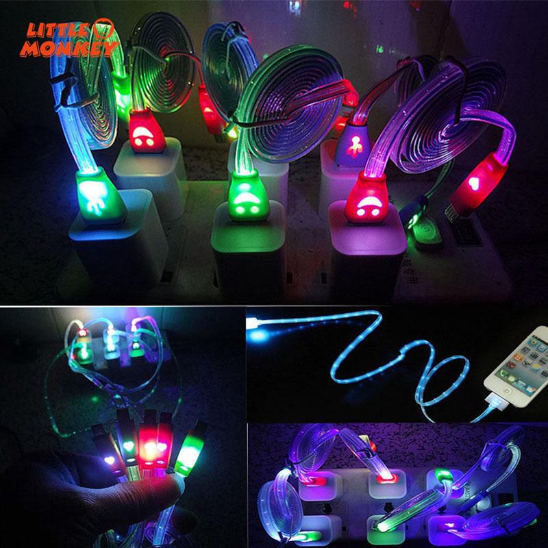 1m Flowing Luminous Light Micro USB USB 2.0 Charger Cables For Android