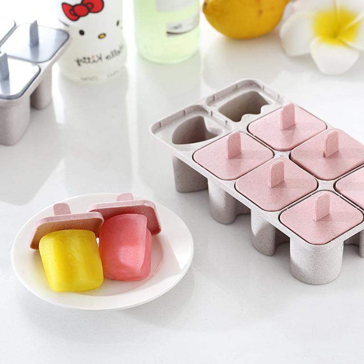 Khuôn làm kem 8 que nhựa lúa mạch cao cấp