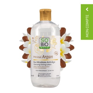Nước tẩy trang dầu argan hữu cơ chống lão hoá SO' BIO ETIC 500ml Nội địa Pháp
