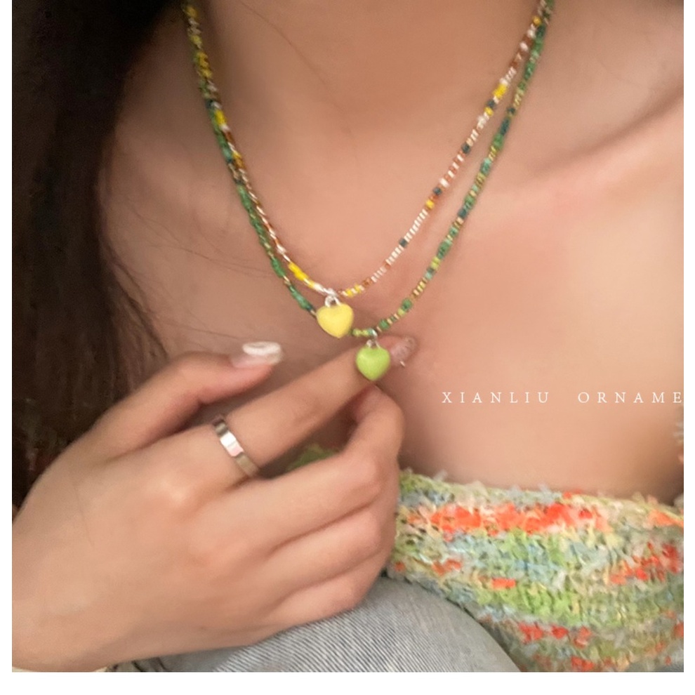 Vòng cổ Chuỗi Hạt Hình Trái Tim Thời Trang Cao Cấp Sang Trọng