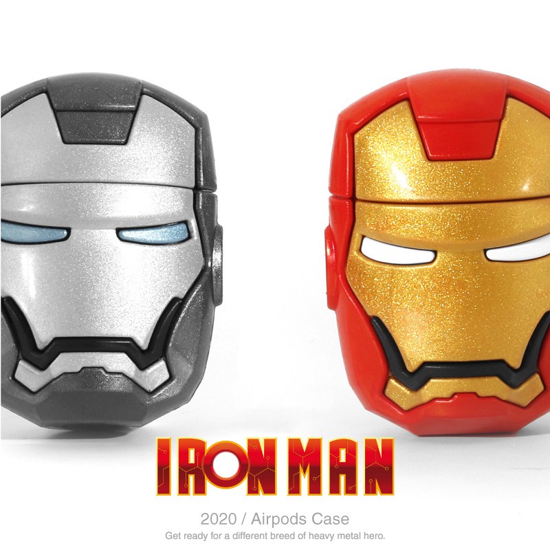 Bao Case Ốp Chống Shock Cho Airpods 1/ Airpods 2 Hình mặt nạ IRON MAN.