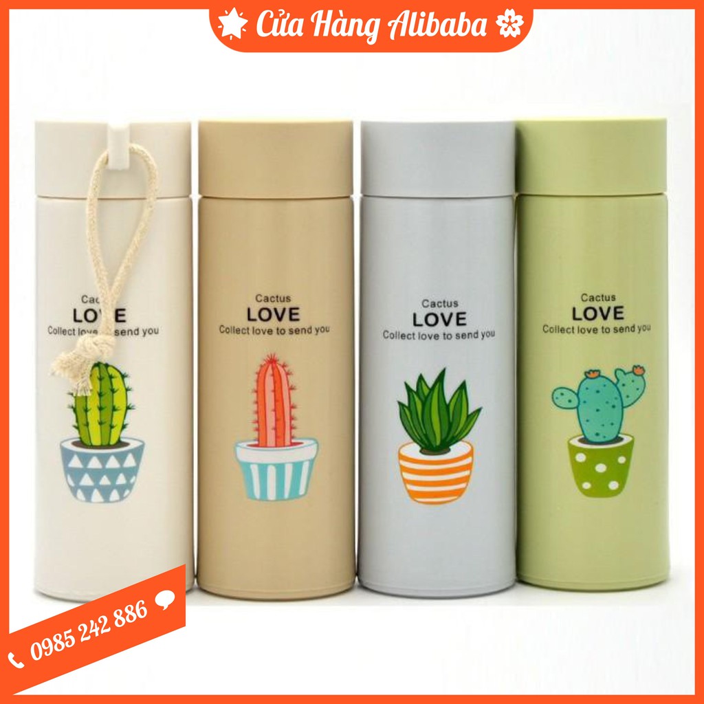 Bình Nước Thủy Tinh Bọc Nhựa Lúa Mạch Hình Xương Rồng Cute 400ml