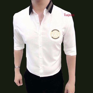 áOSơ Mi Trắng họa tiết đơn giản Mẩu Sơ Mi Nam PHI LỤA vờ sạc của vuajean