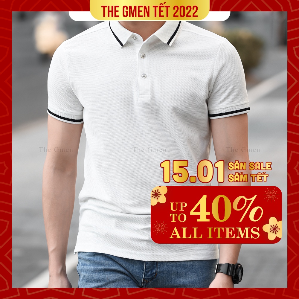 Áo Polo nam THE GMEN Button Polo Shirt vải cá sấu Cotton xuất xịn,chuẩn form