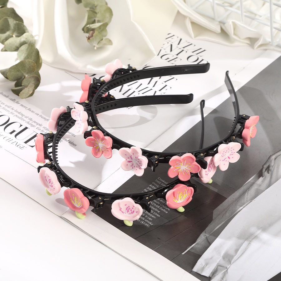 Băng Đô Cài Tóc Bằng Nhựa Đính Hoa Thời Trang Hàn Quốc Cho Nữ