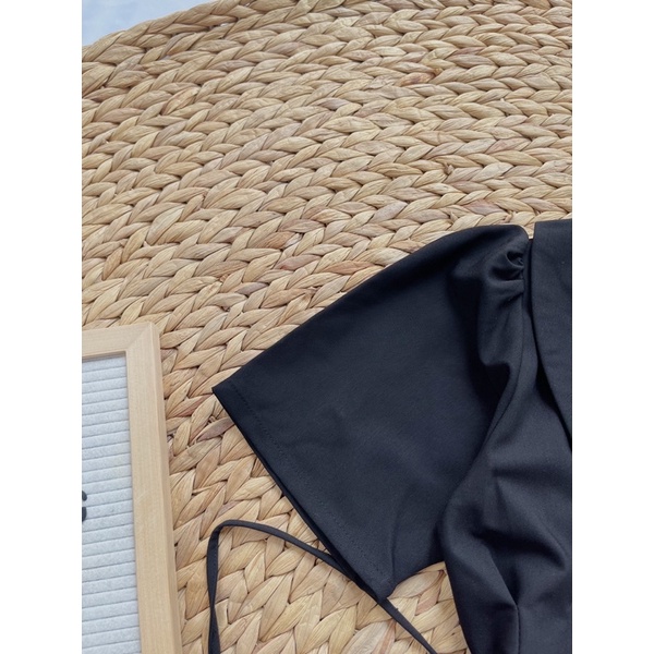 Đầm basic phối nút 2 màu