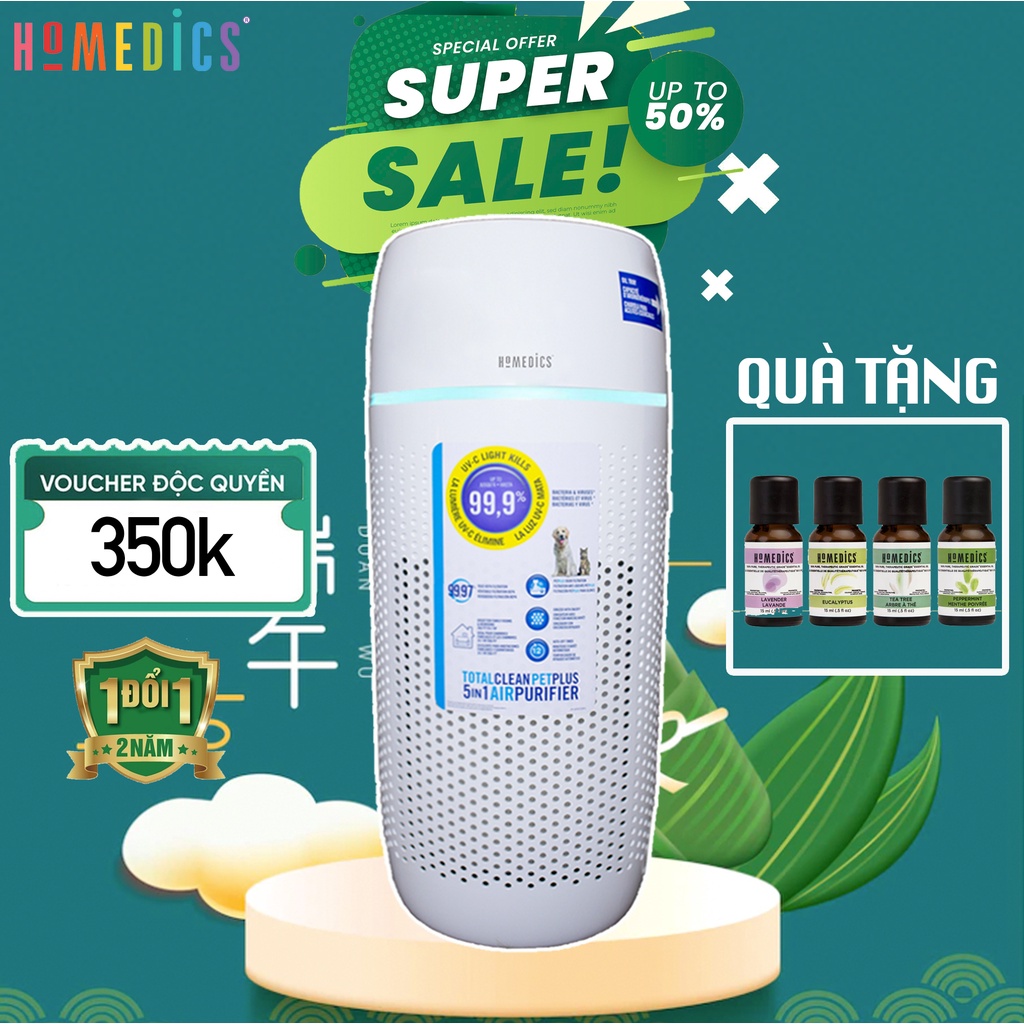 Máy lọc không khí khử mùi lông vật nuôi Homedics AP-PET35 nhập khẩu chính hãng bảo hành [ 24 tháng ]