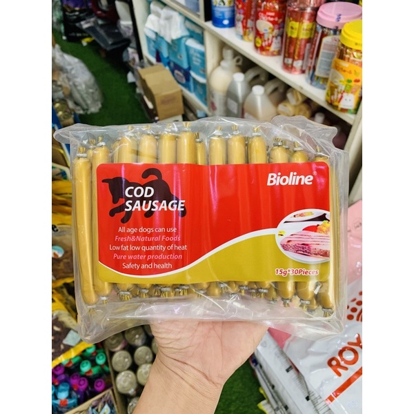 Combo túi 30 cây xúc xích cho chó mèo Bioline 450g