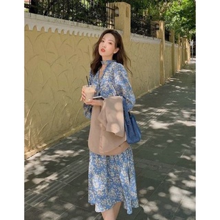 Váy chiffon hoa nhí nữ tính Hàn