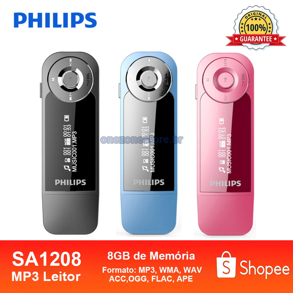 Máy Nghe Nhạc MP3 MINI Philips Original SA1208 8GB Kèm Tai Nghe Và Đài FM MP3