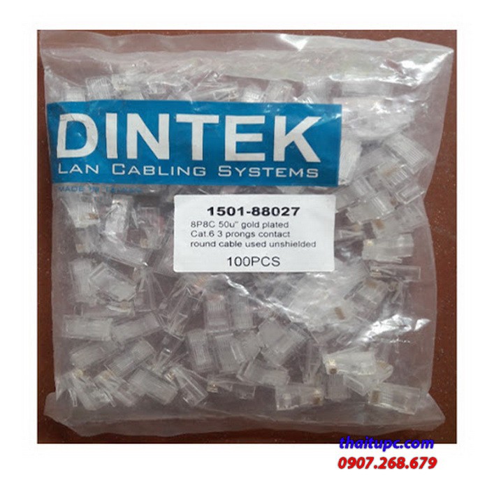 Đầu mạng RJ45 Cat 6 DINTEK chính hãng (1501-88027)