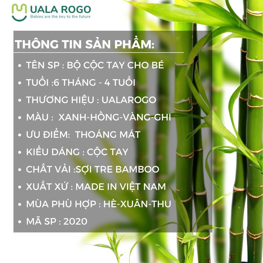 Bộ quần áo cộc tay hè cho bé Ualarogo 6 tháng - 4 tuổi vải sợi tre Bamboo mềm mịn khử khuẩn thoáng mát 2020