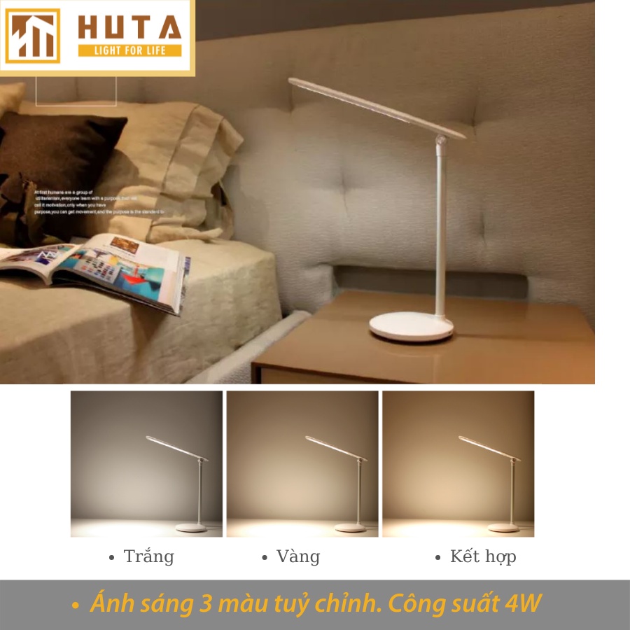 Đèn Bàn Làm Việc Cao Cấp, Tăng Giảm Màu Sắc, Ánh Sáng, Bóng Led, Pin Sạc Tích Điện, Dùng Làm Đèn Học - HUTA LV2
