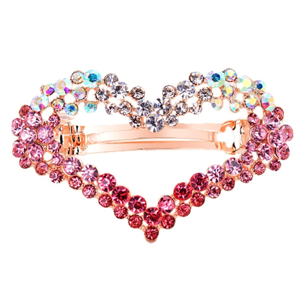 Kẹp tóc kim loại hình trái tim đính đá xinh xắn