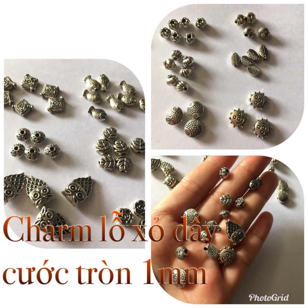 Charm lỗ xỏ dây cước tròn 1mm