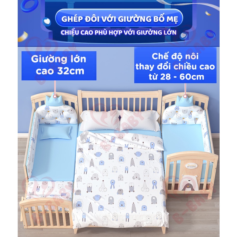 [RẺ NHẤT SÀN] Nôi Cũi Cho Bé B-BABY - Cũi Em Bé Đa Năng 6 Chế Độ Tiện Lợi Cho Mẹ và Bé - Bảo Hành 3 Năm