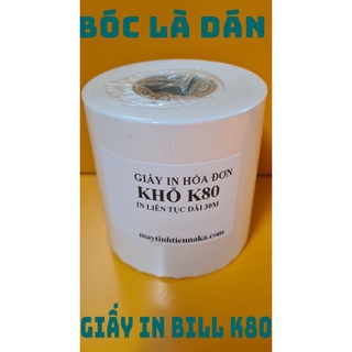 Decal in nhiệt, giấy in nhiệt liên tục 75 ,75mm dùng in đơn Livestream (Tính cả lề 80mm) LIÊN TỤC BỰ 76*30M