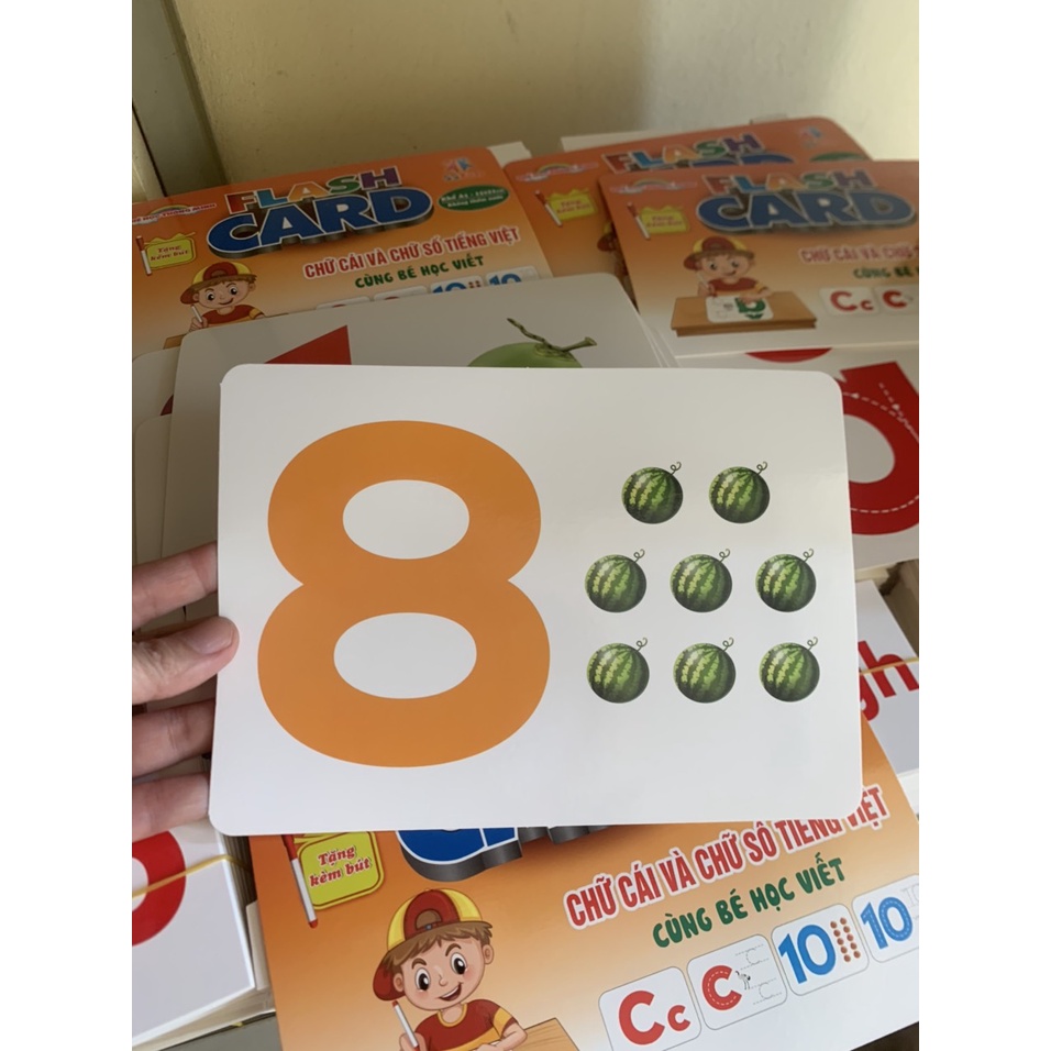 Flashcard Chữ cái và Chữ số khổ to A5 Không thấm nước và Viết xóa được  đẹp, xịn.