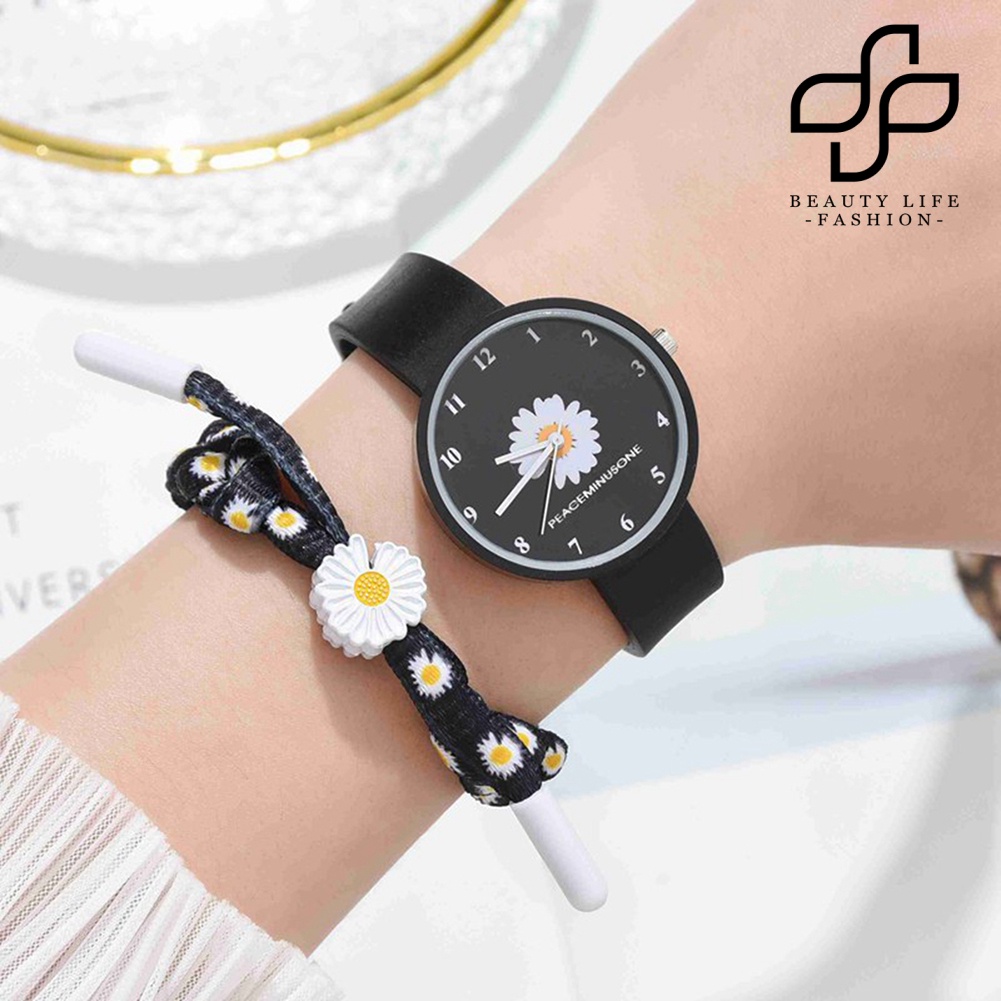 BEA™ XR4370 Women Marguerite Silicone Analog Quartz Watch with Bracelet