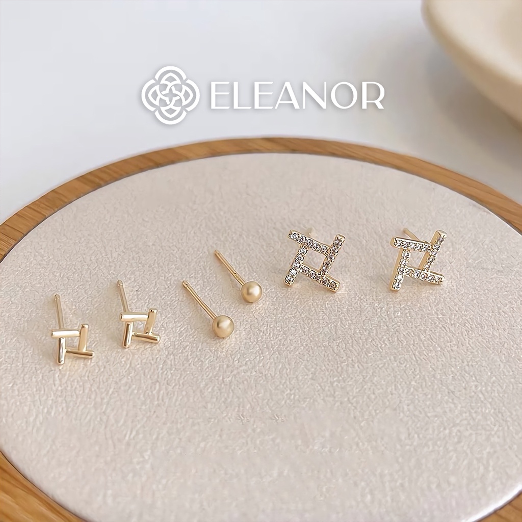 Set bông tai nữ chuôi bạc 925 Eleanor Accessories đính đá ngọc trai nhân tạo phụ kiện trang sức 5820