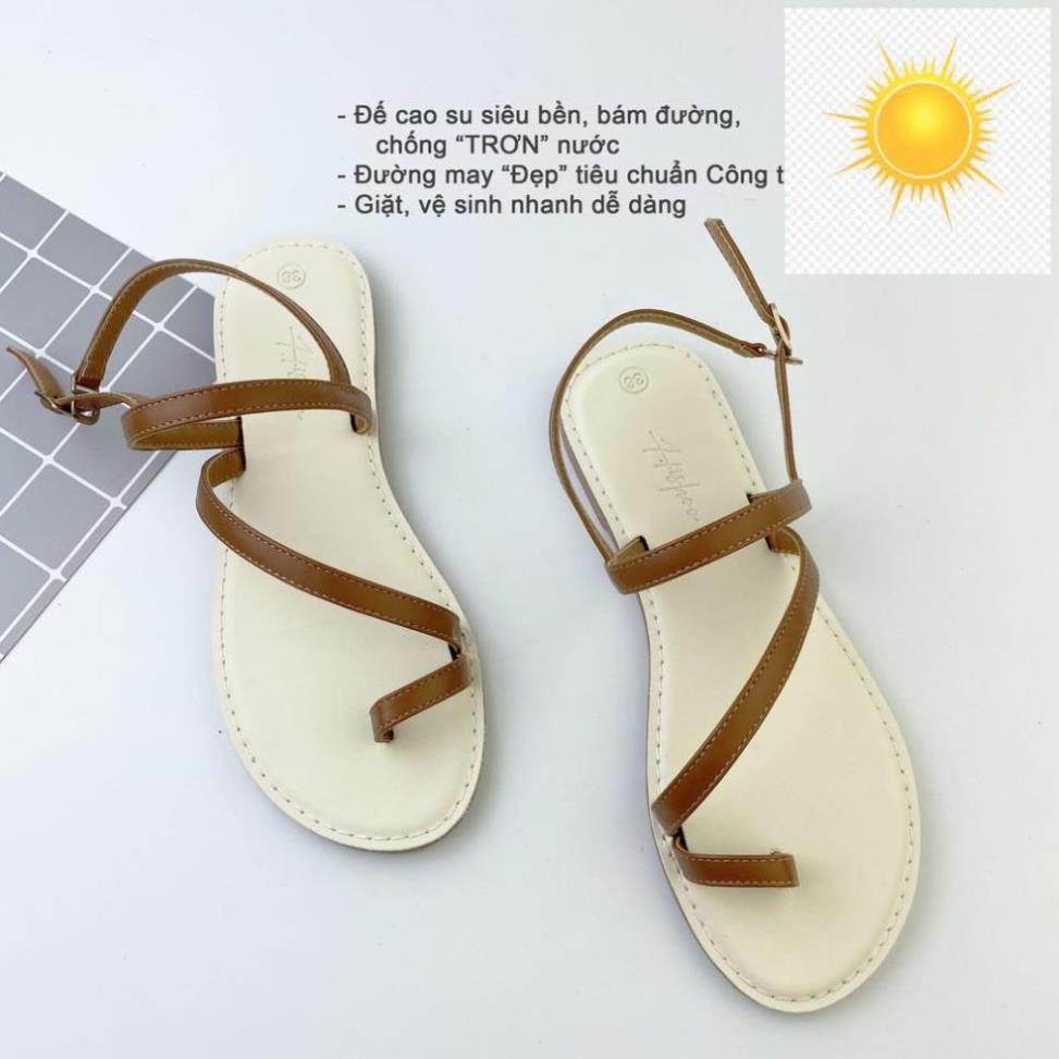 ️🎽 Dép sandal nữ đẹp thời trang đi biển quai dây mảnh đế bệt HISHOO quai xỏ ngón có Bigsize S020 ️🎽