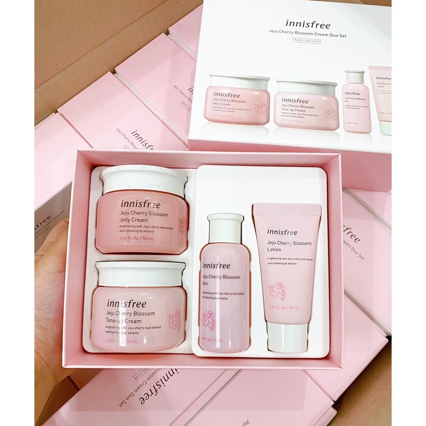 Bộ dưỡng da Innisfree Jeju cherry blossom Cream DUO SET 4 loại. | WebRaoVat - webraovat.net.vn