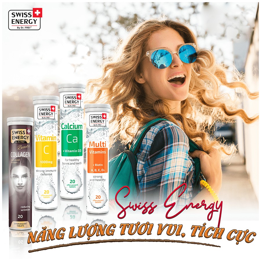 Combo 2 tuýp viên sủi Swiss Energy Multivitamins & Biotin + Vitamin C1000 mg