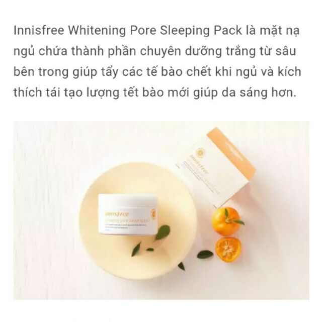 Mặt nạ ngủ Innisfree Whitening Pore Sleeping Pack 100ml