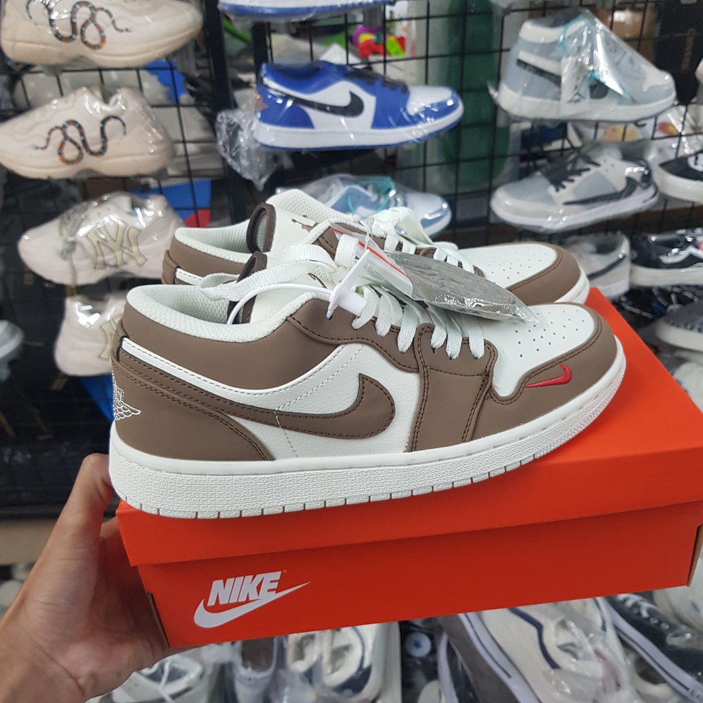 Giầy Thể Thao JorDan Trung R1:1 Nâu Trắng [ Full Box ] Nam, Nữ - Sneaker JD Cao Cấp