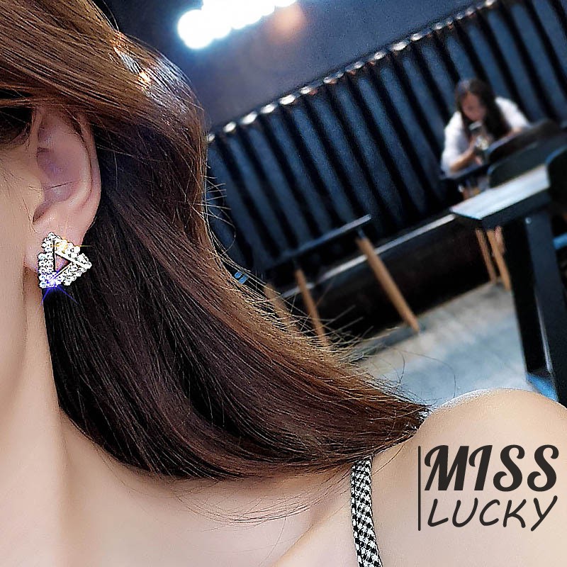 Bông tai hình tam giác đính đá sang trọng thanh lịch dành cho nữ